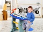 Electronic Piano Keyboard 37 Keys Stool and Microphone Blue
