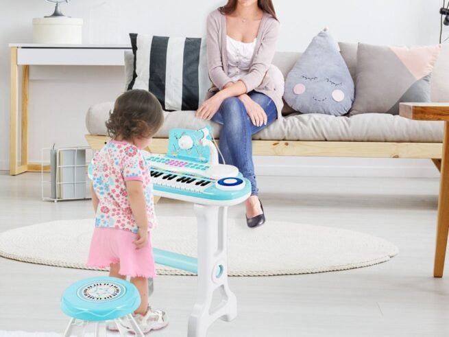 Electronic Keyboard Piano for Children 37 Keys 4 Percussion Effects Microphone