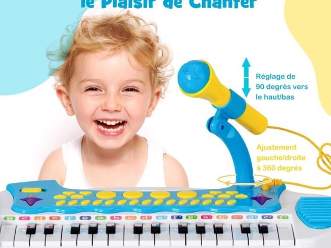 Piano for Children 31 Keys Stool Microphone Light Effects 8 Tones 7 Rhythms