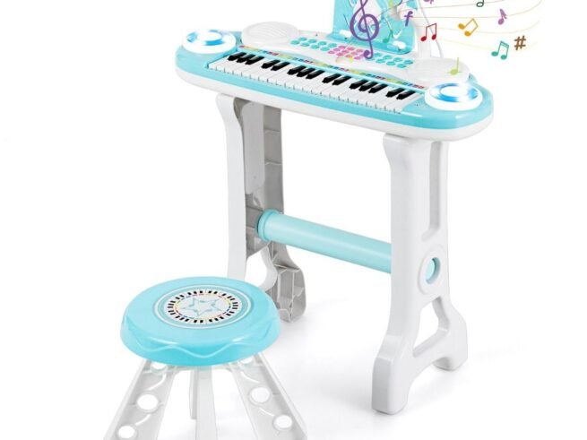 Electronic Keyboard Piano for Children 37 Keys 4 Percussion Effects Microphone