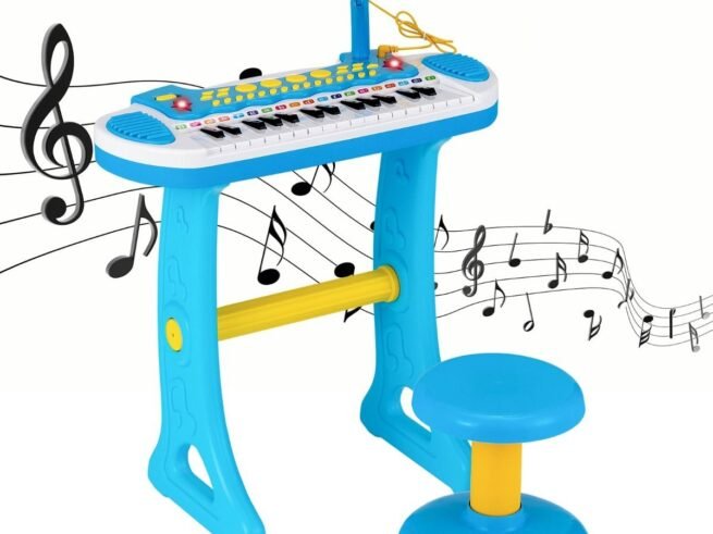 Piano for Children 31 Keys Stool Microphone Light Effects 8 Tones 7 Rhythms