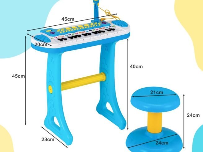 Piano for Children 31 Keys Stool Microphone Light Effects 8 Tones 7 Rhythms