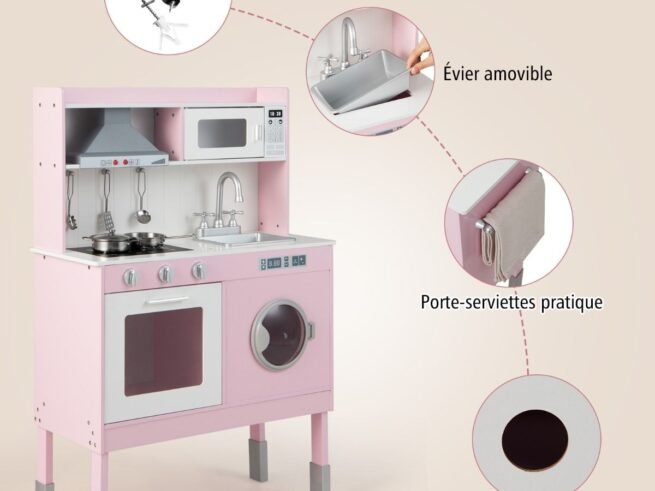 Children's Kitchen with Accessories 3 Adjustable Height Sounds Lights Imitation Toy
