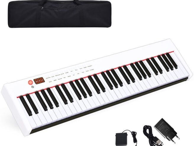 Portable Electric Piano Keyboard 61 Keys Bluetooth MIDI Sustain Pedal 2 Speakers