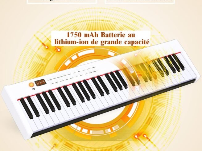 Portable Electric Piano Keyboard 61 Keys Bluetooth MIDI Sustain Pedal 2 Speakers