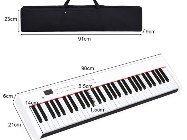 Portable Electric Piano Keyboard 61 Keys Bluetooth MIDI Sustain Pedal 2 Speakers