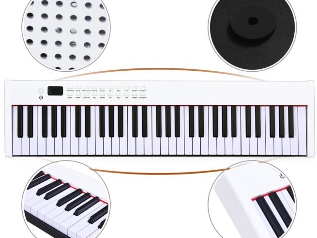 Portable Electric Piano Keyboard 61 Keys Bluetooth MIDI Sustain Pedal 2 Speakers