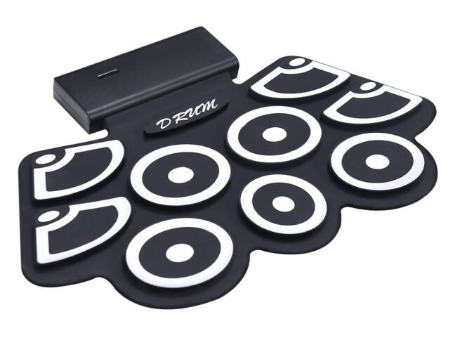Portable Electronic Drums Roll Up with Pedals and Drumsticks Bluetooth Function