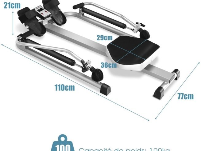 Fitness Rowing Machine Hydraulic Resistance Adjustable 50kg LCD Display