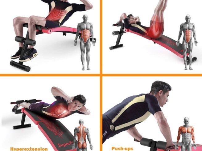 Sit Up Weight Bench 4 Adjustable Heights Foldable Abdominal Training Workout