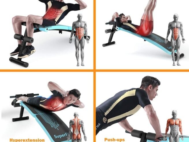 Sit Up Weight Bench 4 Adjustable Heights Foldable Abdominal Training Workout