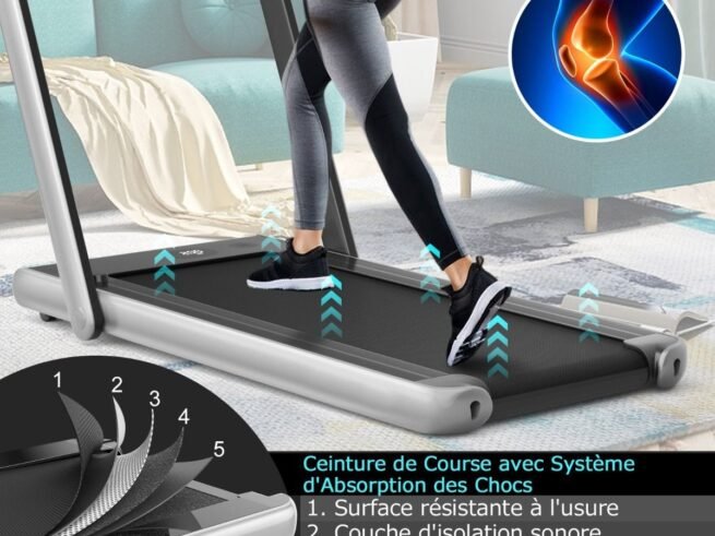 Foldable Treadmill 0.75HP Double LED Display APP 12 km/h Silver