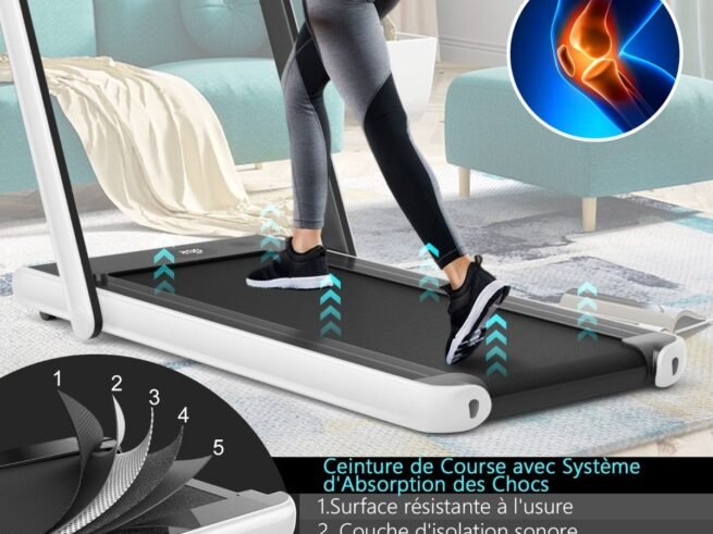 Foldable Treadmill 0.75HP Double LED Display APP ​​12 km/h White