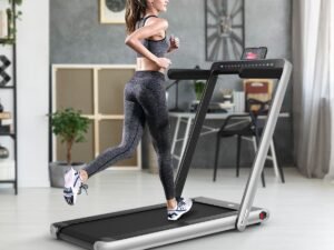 Foldable Treadmill 0.75HP Double LED Display APP ​​12 km/h Silver