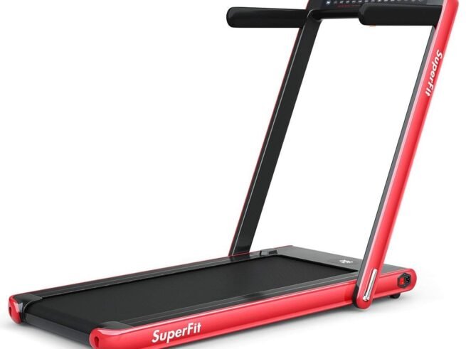 Foldable Treadmill 0.75HP Double LED Display APP 12 km/h Red