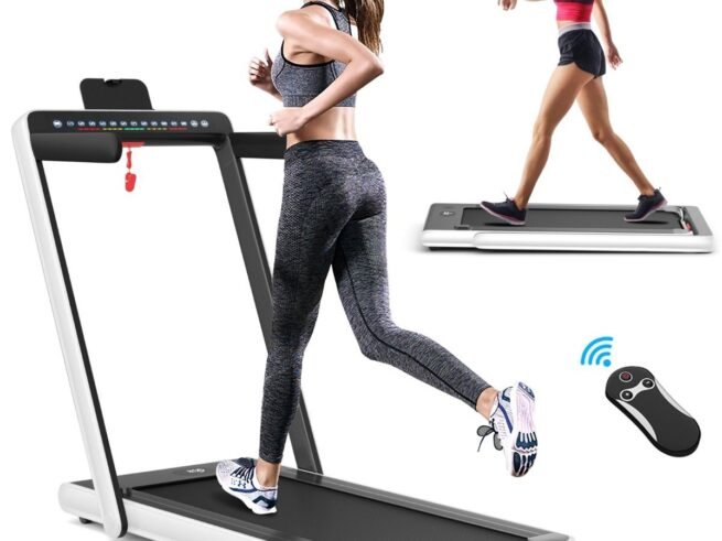 Foldable Treadmill 0.75HP Double LED Display APP ​​12 km/h White