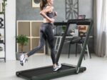 Foldable Treadmill 0.75HP Double LED Display APP 12 km/h Green