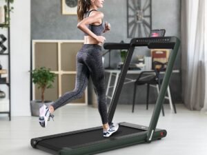 Foldable Treadmill 0.75HP Double LED Display APP ​​12 km/h Green