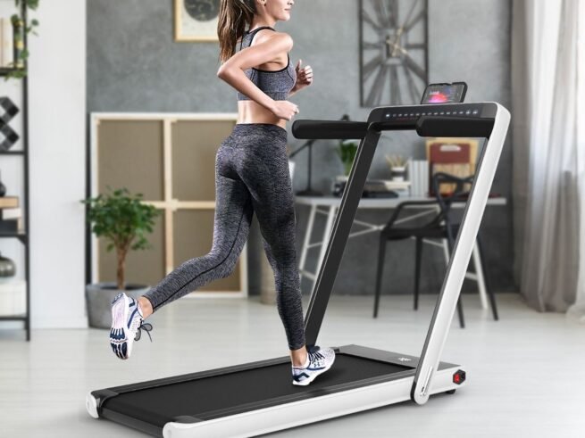 Foldable Treadmill 0.75HP Double LED Display APP ​​12 km/h White