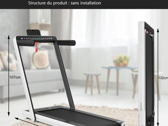 Foldable Treadmill 0.75HP Double LED Display APP ​​12 km/h White