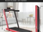 Foldable Treadmill 0.75HP Double LED Display APP 12 km/h Red
