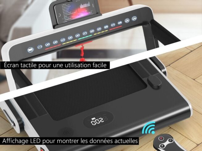 Foldable Treadmill 0.75HP Double LED Display APP ​​12 km/h White