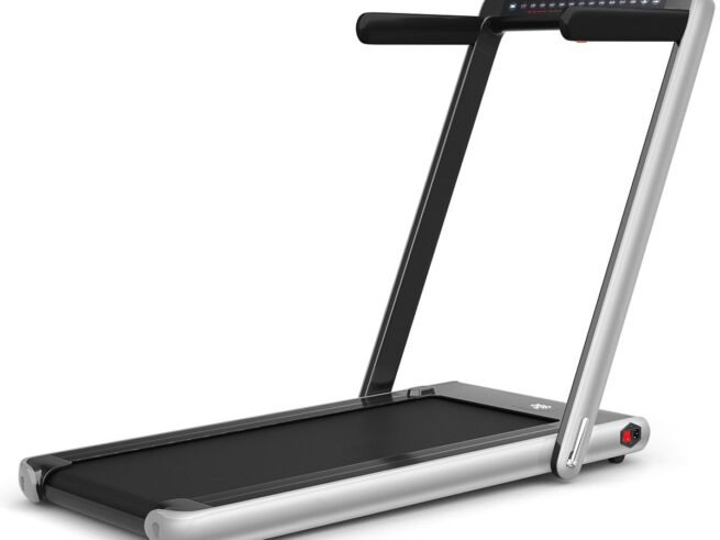 Foldable Treadmill 0.75HP Double LED Display APP 12 km/h Silver