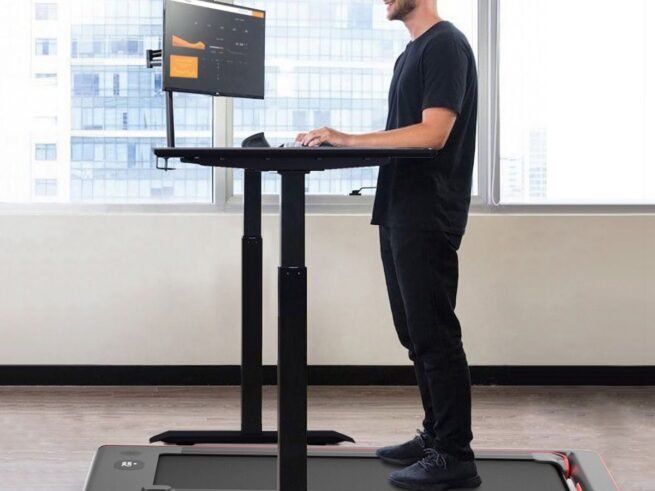 Foldable Treadmill 0.75HP Double LED Display APP 12 km/h Red