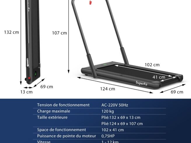 2 in 1 Motorized Electric Treadmill 1-12KM/H LED Screen Black