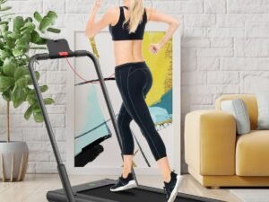 2 in 1 Motorized Electric Treadmill 1-12KM/H LED Screen Black