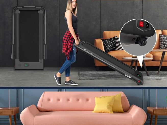 2 in 1 Motorized Electric Treadmill 1-12KM/H LED Screen Black