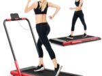 2 in 1 Motorized Electric Treadmill 1-12KM/H LED Screen Red