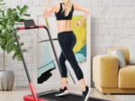 2 in 1 Motorized Electric Treadmill 1-12KM/H LED Screen Red