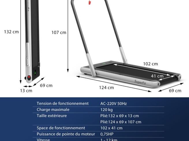 2 in 1 Motorized Electric Treadmill 1-12KM/H LED Screen Silver