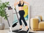 2 in 1 Motorized Electric Treadmill 1-12KM/H LED Screen White