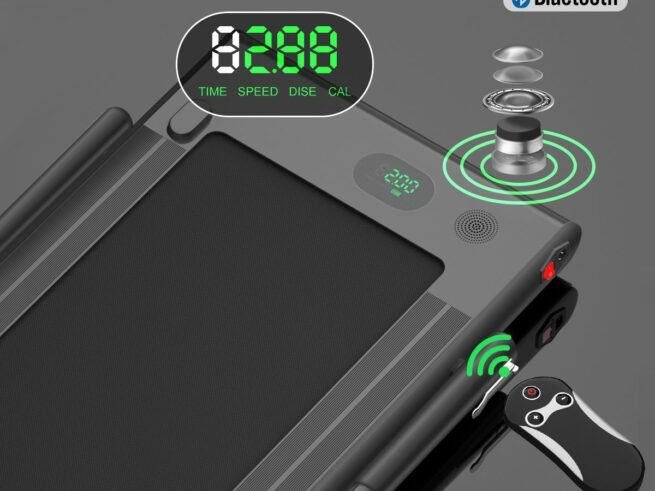 2 in 1 Foldable Electric Treadmill 1 to 12 Km/H 1.67KW Motor Bluetooth Speaker