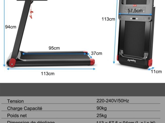 Electric Treadmill Foldable 0.96-12 km/h LCD Display App Control