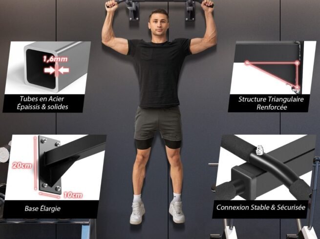 Wall Pull Up Bar Power Strips Foam Handles Load 200 kg