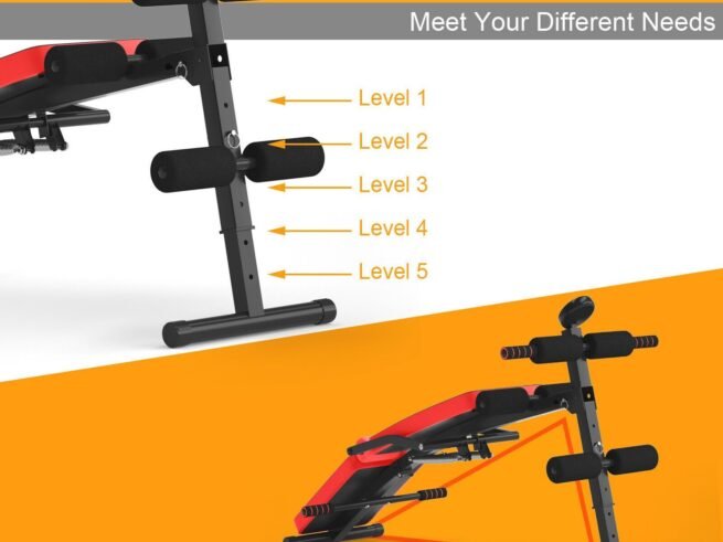 Foldable Abs and Sit-up Weight Bench with 5 Foam Rollers Load 130KG