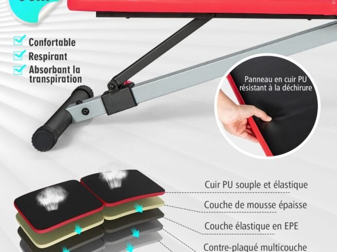 Sit Up Weight Bench Adjustable Backrest in 9 Positions for Home Strength Training