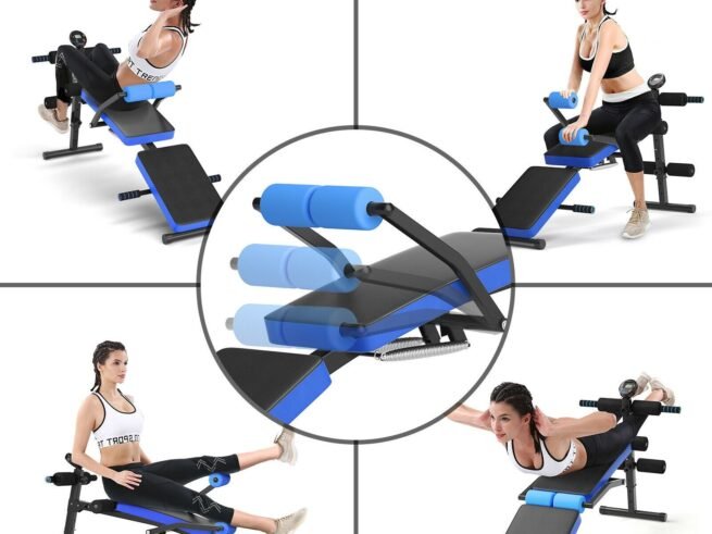 Foldable Abs and Sit-up Weight Bench with 5 Foam Rollers Load 130KG