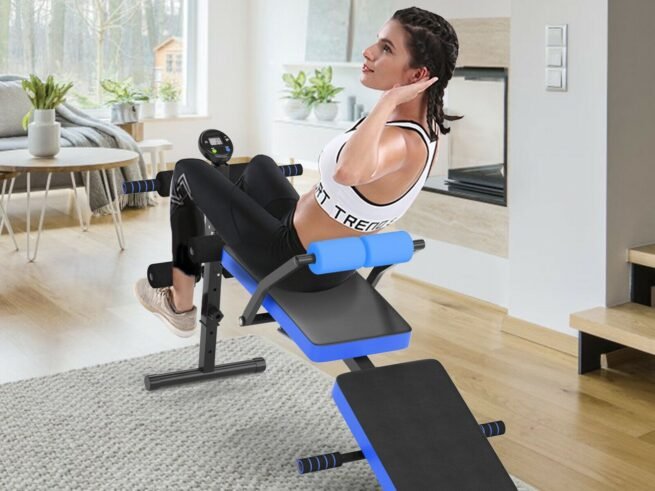 Foldable Abs and Sit-up Weight Bench with 5 Foam Rollers Load 130KG