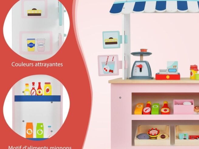 Wooden Children's Grocery Store 30 PCS Accessories Cute Food Pattern