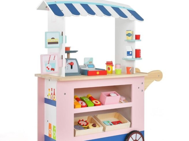 Wooden Children's Grocery Store 30 PCS Accessories Cute Food Pattern