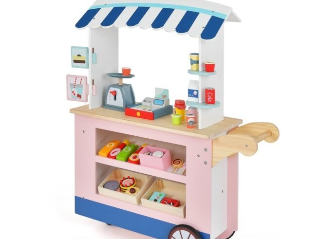 Wooden Children's Grocery Store 30 PCS Accessories Cute Food Pattern