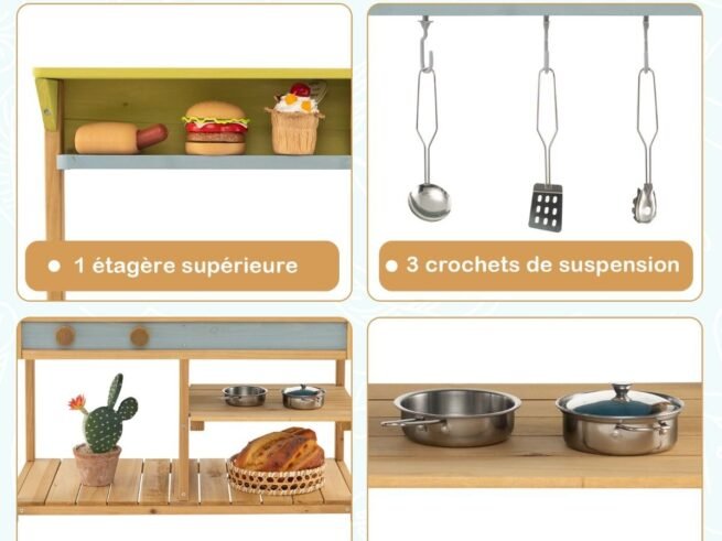 Wooden Children's Kitchen with 700 ml Water Tank and Faucet