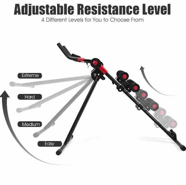 Foldable Abdominal Machine Trainer 4 Adjustable Resistance with LCD Screen