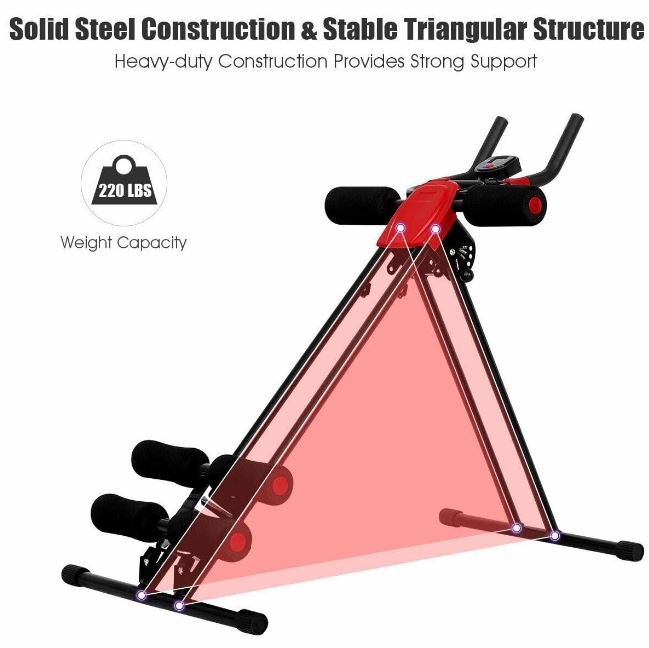 Foldable Abdominal Machine Trainer 4 Adjustable Resistance with LCD Screen