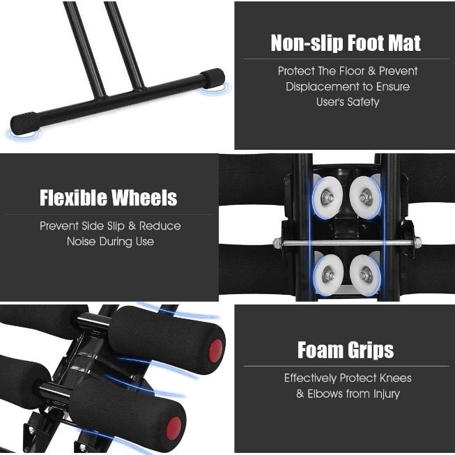 Foldable Abdominal Machine Trainer 4 Adjustable Resistance with LCD Screen