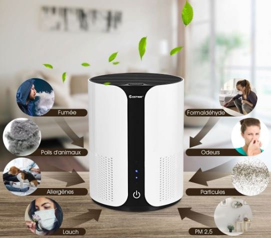 Powerful Silent Air Purifier CADR 150m3/h 21 x 21 x 28CM White